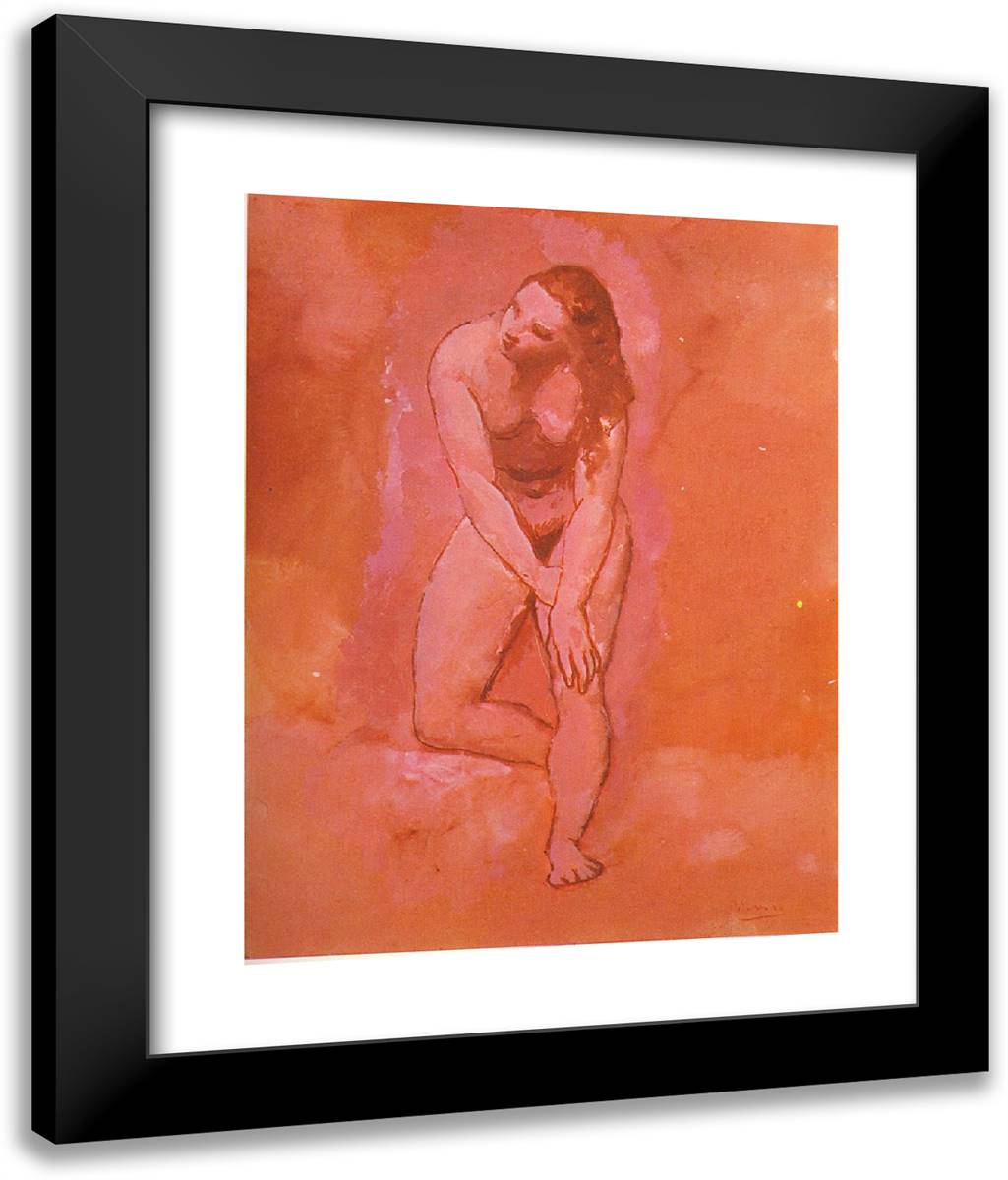 Nude, Study to Harem 20x24 Black Modern Wood Framed Art Print Poster by Picasso, Pablo