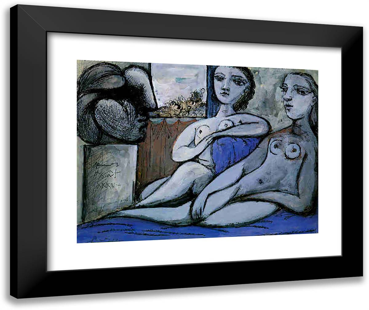 Nudes and Bust 24x20 Black Modern Wood Framed Art Print Poster by Picasso, Pablo