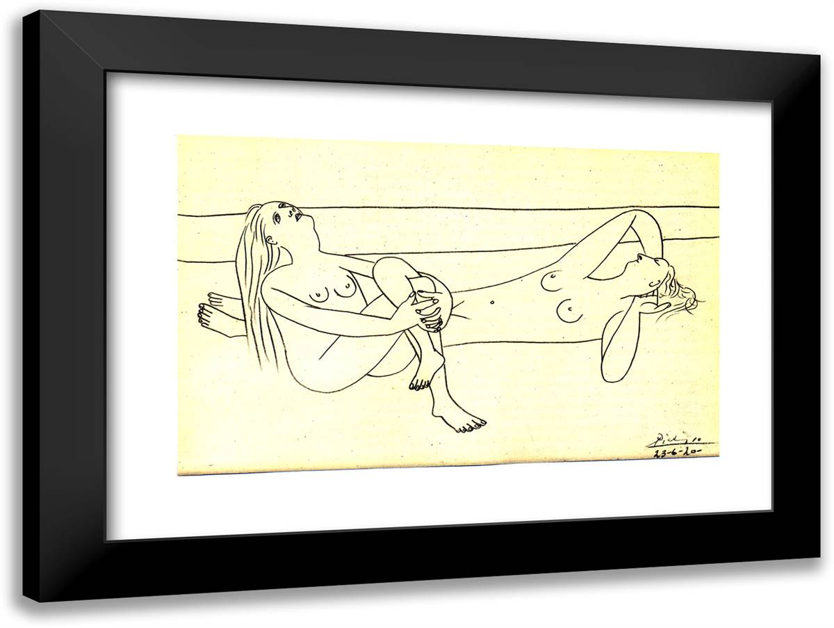 Nudes in Reverie 24x18 Black Modern Wood Framed Art Print Poster by Picasso, Pablo