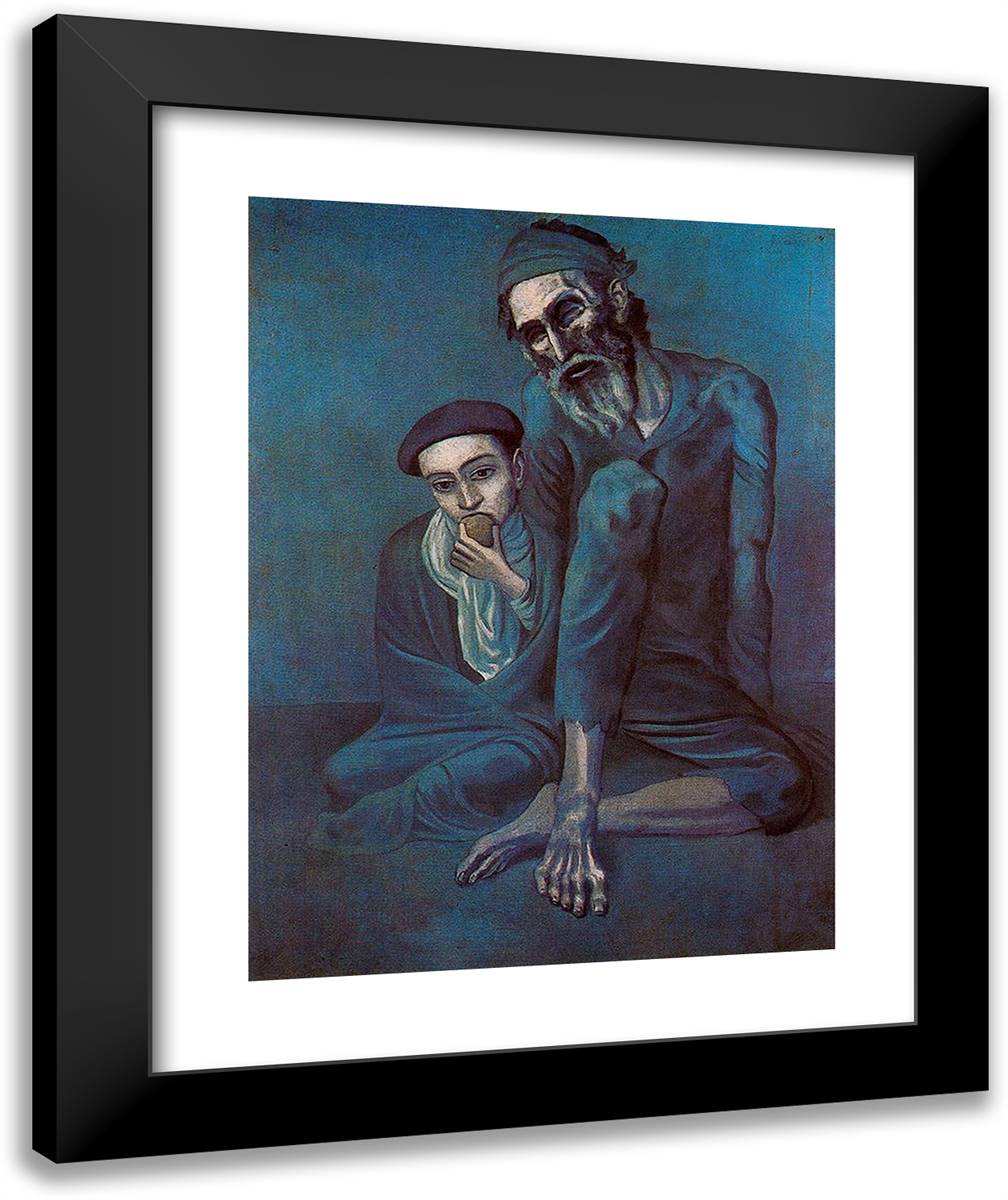 Old Blind Man with Boy 20x24 Black Modern Wood Framed Art Print Poster by Picasso, Pablo