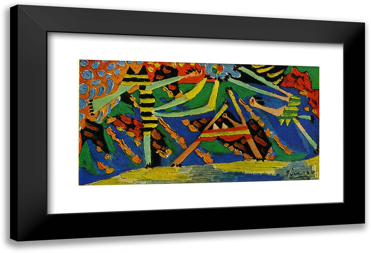 On the Beach, Dinard 24x16 Black Modern Wood Framed Art Print Poster by Picasso, Pablo