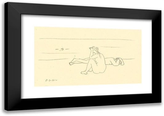 On the Beach, I (Two Nude Women), from Quatre Lithographies 24x17 Black Modern Wood Framed Art Print Poster by Picasso, Pablo