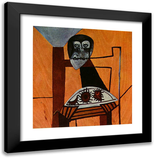 Owl on a Chair and Sea Urchins 20x21 Black Modern Wood Framed Art Print Poster by Picasso, Pablo