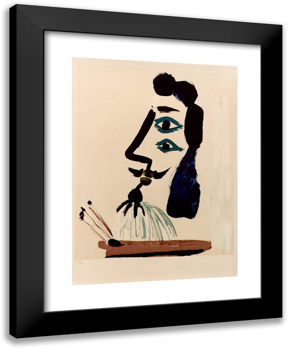 Painter and His Palette 19x24 Black Modern Wood Framed Art Print Poster by Picasso, Pablo