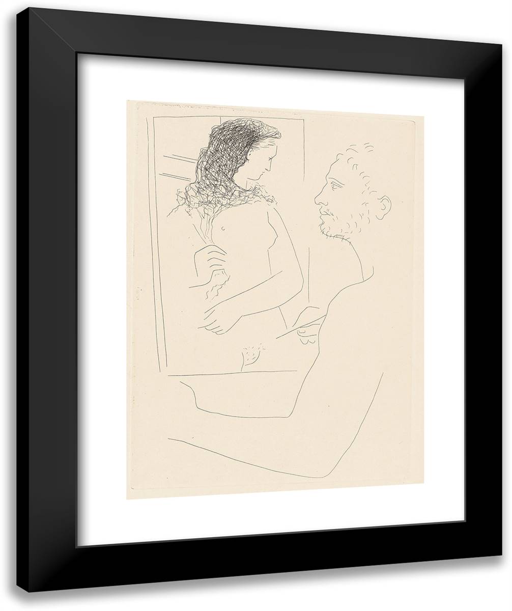 Painter Before His Painting, Plate Eleven from Le Chef D'Oeuvre 20x24 Black Modern Wood Framed Art Print Poster by Picasso, Pablo