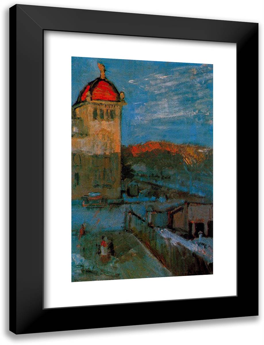 Palace of Arts, Barcelona 18x24 Black Modern Wood Framed Art Print Poster by Picasso, Pablo