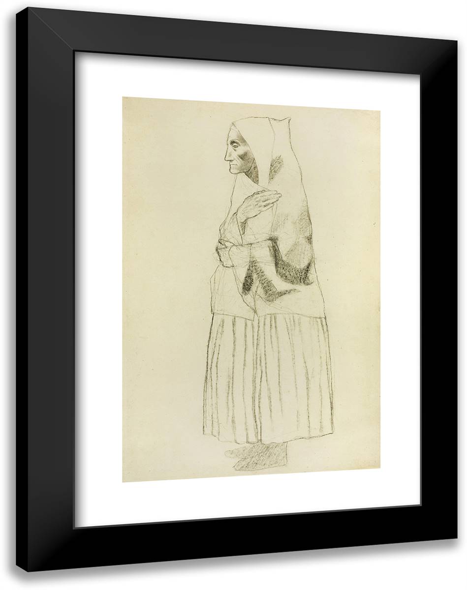 Peasant Woman with a Shawl 18x24 Black Modern Wood Framed Art Print Poster by Picasso, Pablo