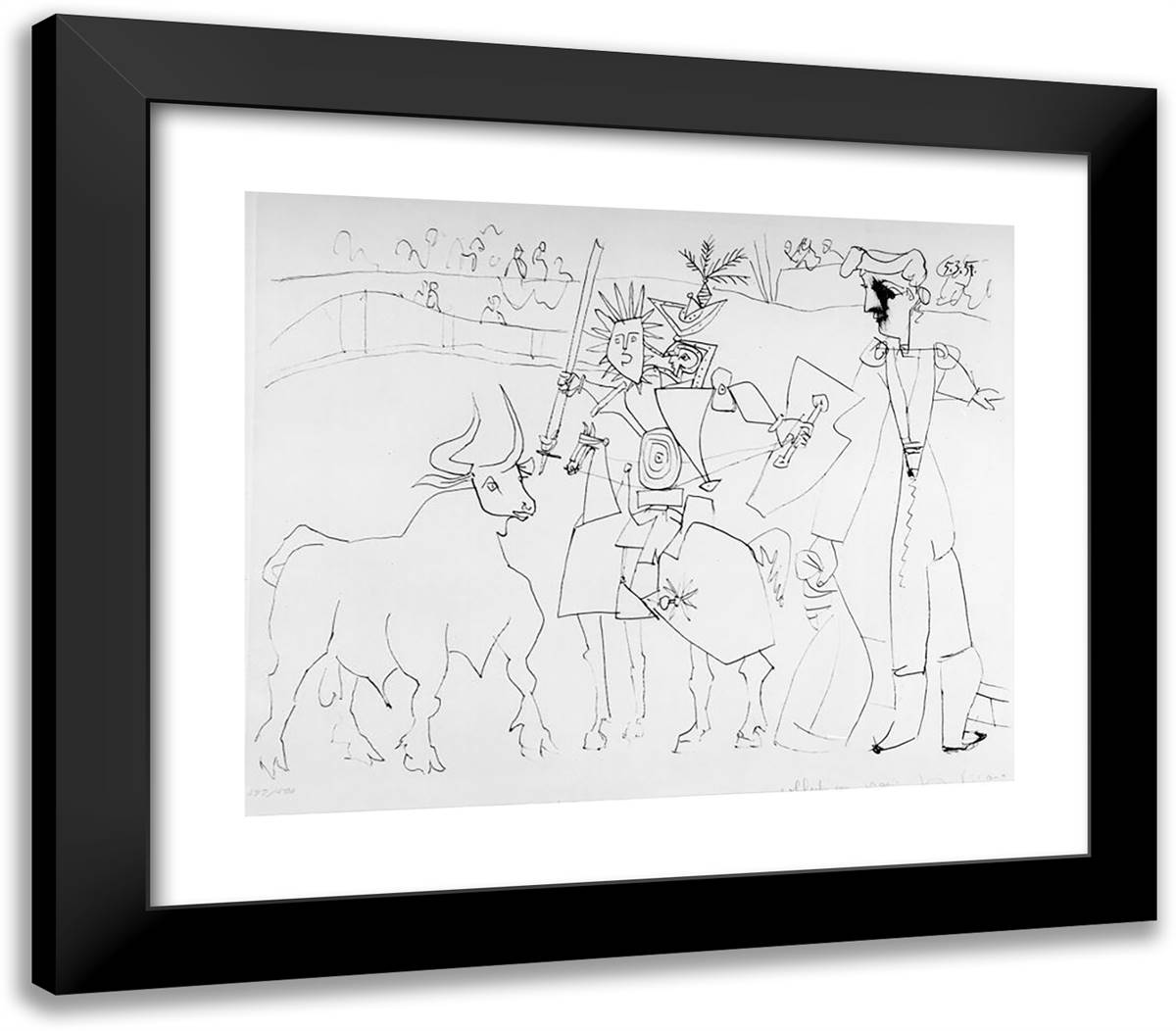 Picador on the Horseback on Arena 23x20 Black Modern Wood Framed Art Print Poster by Picasso, Pablo