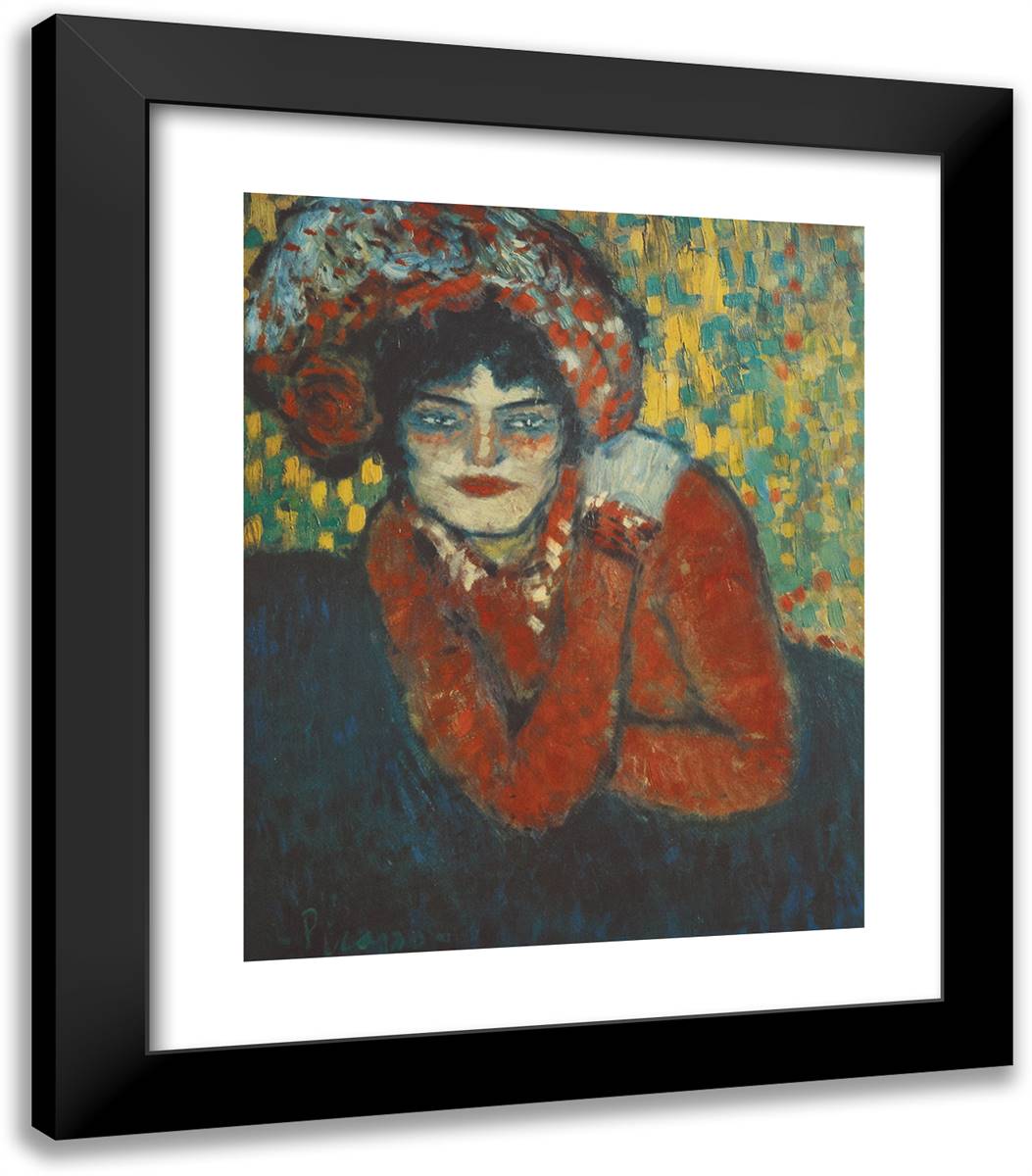 Pierreuse, Her Hand on Her Shoulder, or Waiting (Margot) 20x23 Black Modern Wood Framed Art Print Poster by Picasso, Pablo