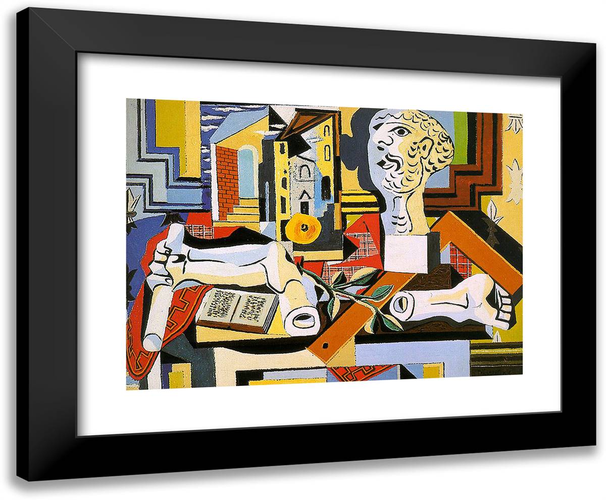 Plaster Head and Arm 24x20 Black Modern Wood Framed Art Print Poster by Picasso, Pablo