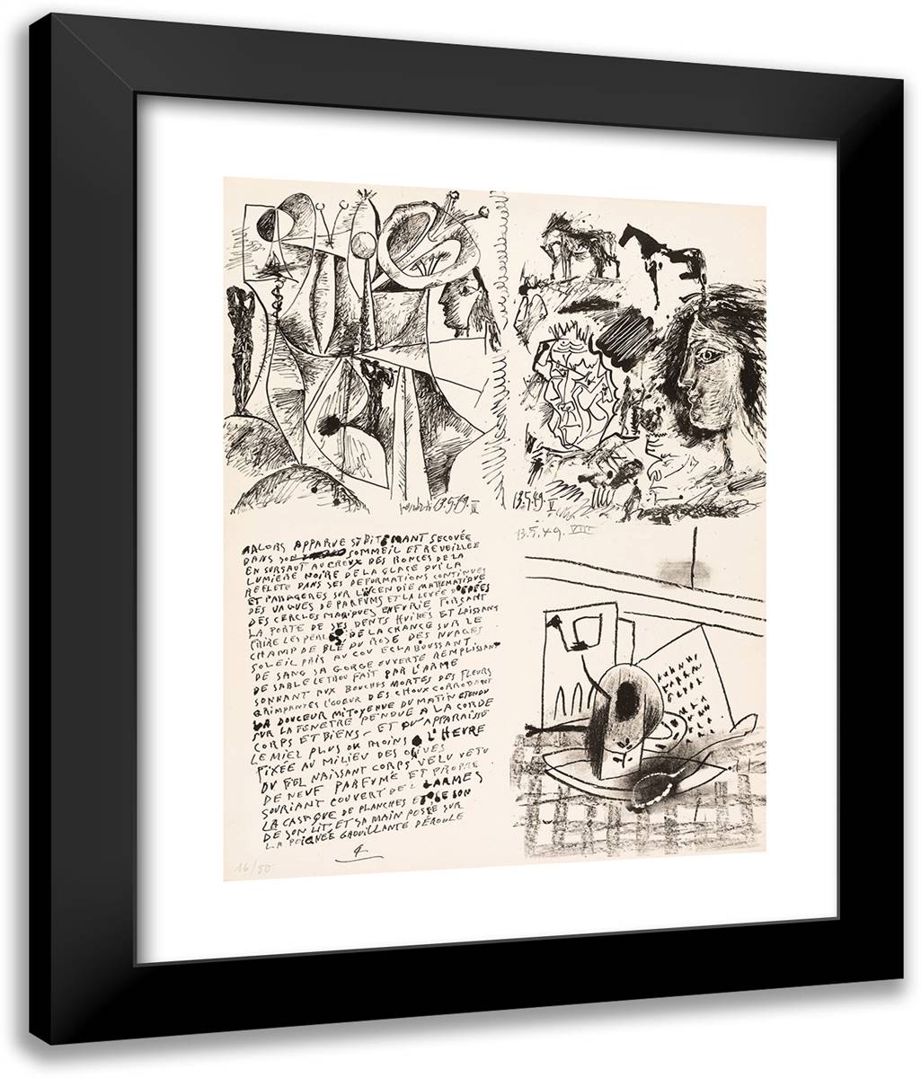 Plate 4 from Poemes Et Lithographies 20x24 Black Modern Wood Framed Art Print Poster by Picasso, Pablo