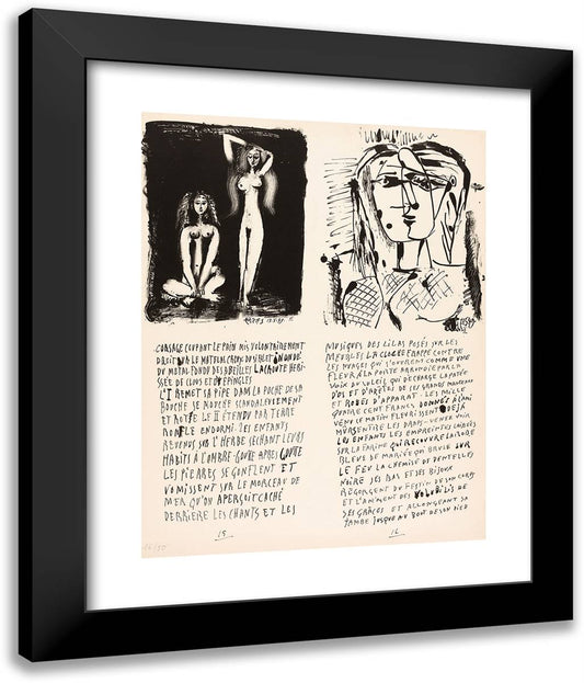 Plates 15 and 16 from Poemes Et Lithographies 20x24 Black Modern Wood Framed Art Print Poster by Picasso, Pablo