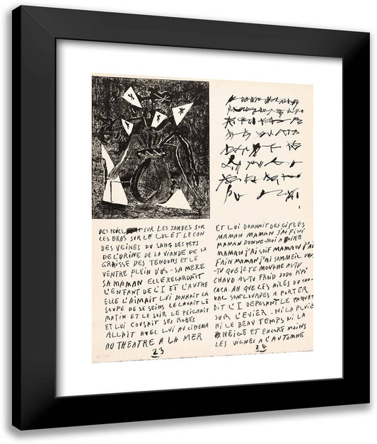 Plates 23 and 24 from Poemes Et Lithographies 20x24 Black Modern Wood Framed Art Print Poster by Picasso, Pablo