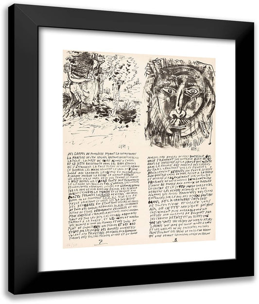 Plates 7 and 8 from Poemes Et Lithographies 20x24 Black Modern Wood Framed Art Print Poster by Picasso, Pablo