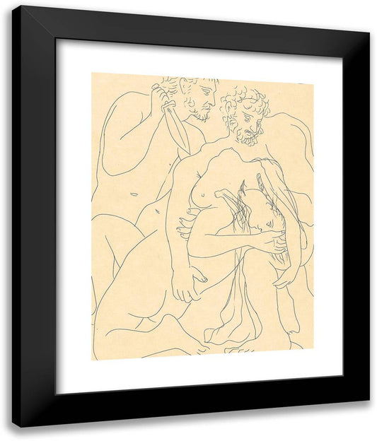 Polyxena, Priam's Daughter, Is Sacrificed on Achilles's Tomb, from Les Matamorphoses 20x24 Black Modern Wood Framed Art Print Poster by Picasso, Pablo