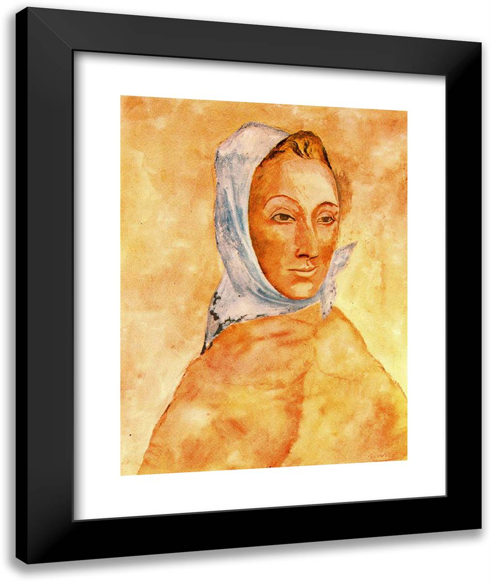 Portrait of Fernande Olivier in Headscarves 20x24 Black Modern Wood Framed Art Print Poster by Picasso, Pablo