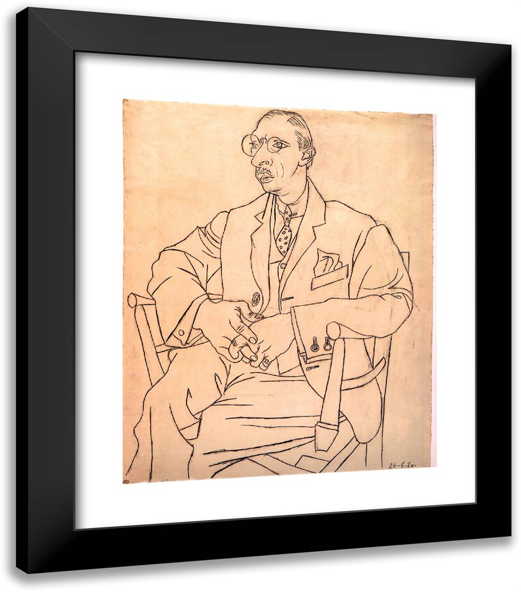 Portrait of Igor Stravinsky 20x23 Black Modern Wood Framed Art Print Poster by Picasso, Pablo