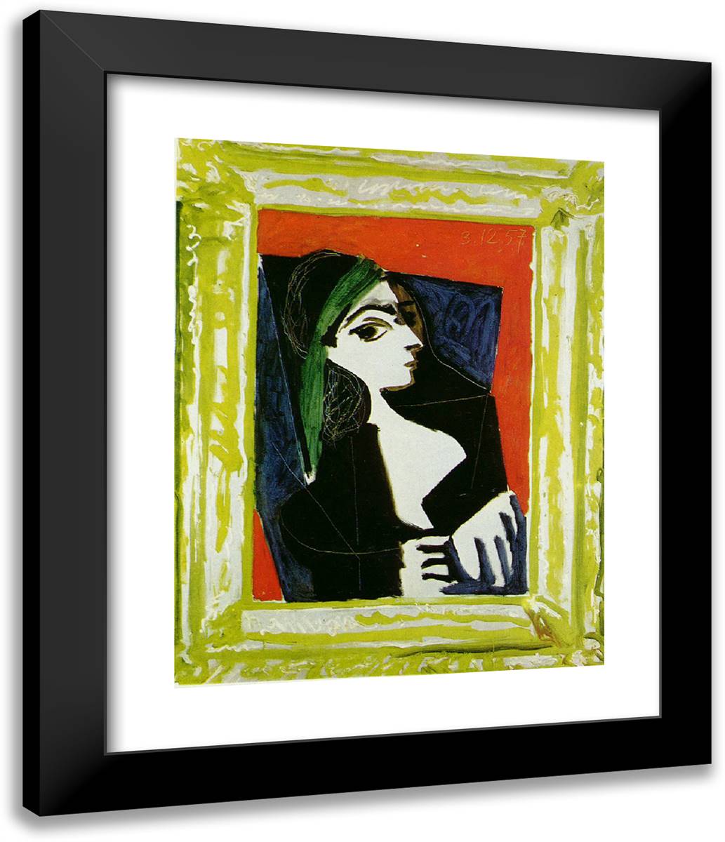 Portrait of Jacqueline II 20x24 Black Modern Wood Framed Art Print Poster by Picasso, Pablo