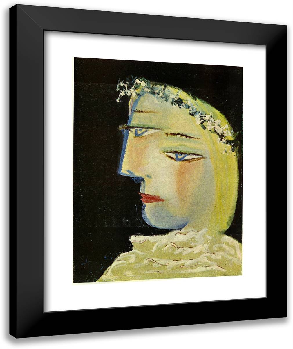 Portrait of Marie-Therese 20x24 Black Modern Wood Framed Art Print Poster by Picasso, Pablo