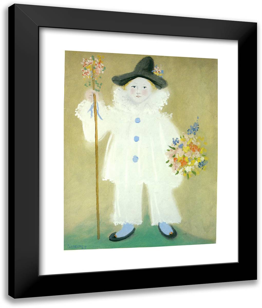 Portrait of Paulo as Pierrot 20x24 Black Modern Wood Framed Art Print Poster by Picasso, Pablo