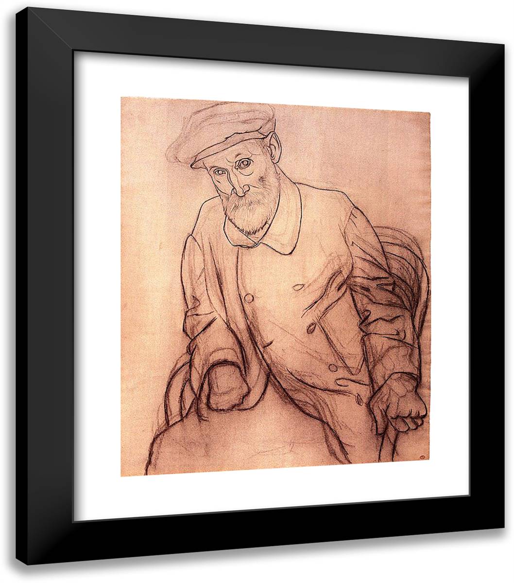 Portrait of Pierre Auguste Renoir 20x23 Black Modern Wood Framed Art Print Poster by Picasso, Pablo