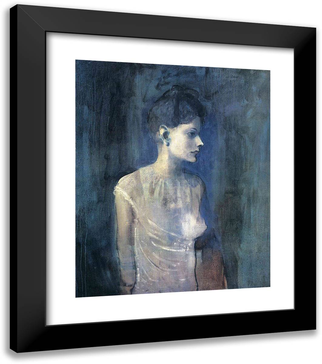 Portrait of Seniora Soler (Girl in a Chemise) 20x23 Black Modern Wood Framed Art Print Poster by Picasso, Pablo