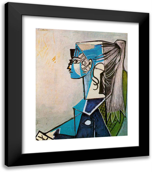 Portrait of Sylvette David in Green Chair 20x23 Black Modern Wood Framed Art Print Poster by Picasso, Pablo