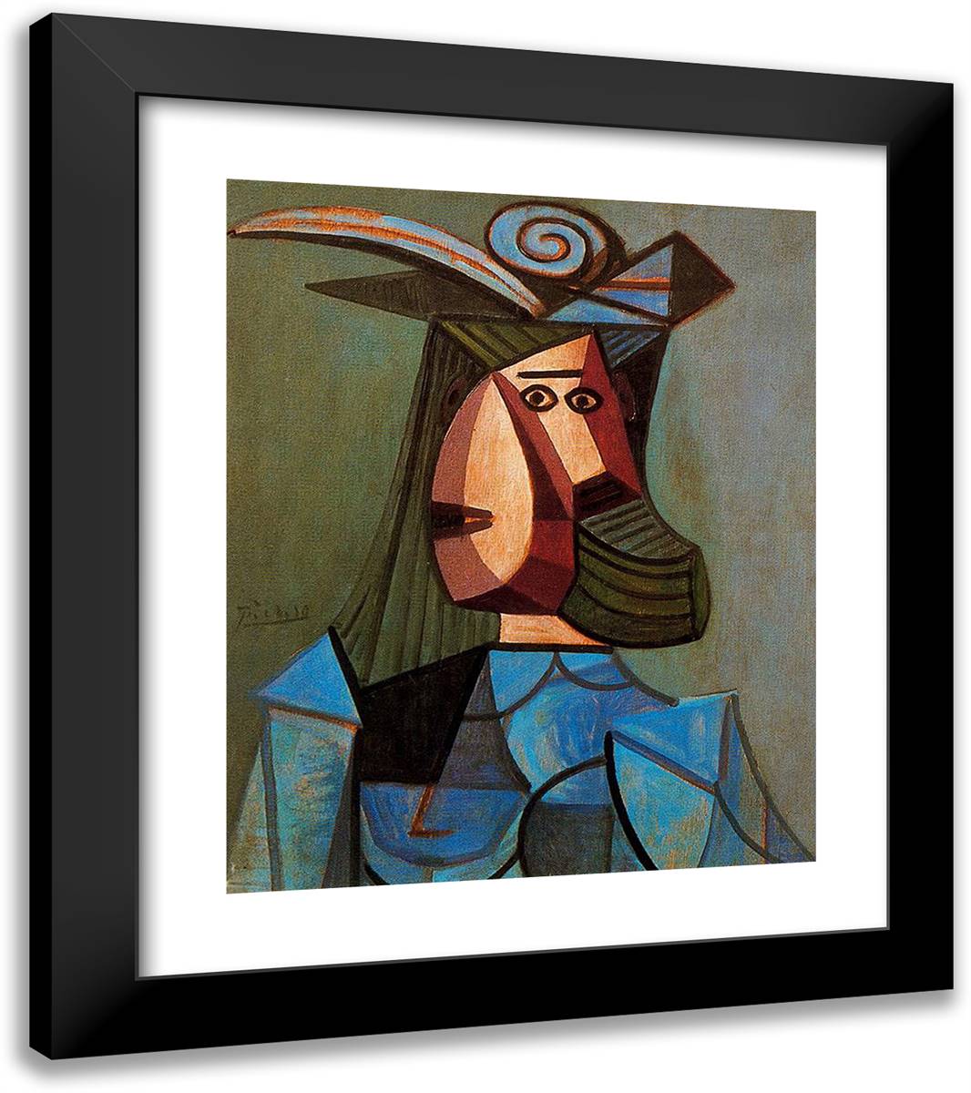 Portrait of Woman (Dora Maar) 20x23 Black Modern Wood Framed Art Print Poster by Picasso, Pablo