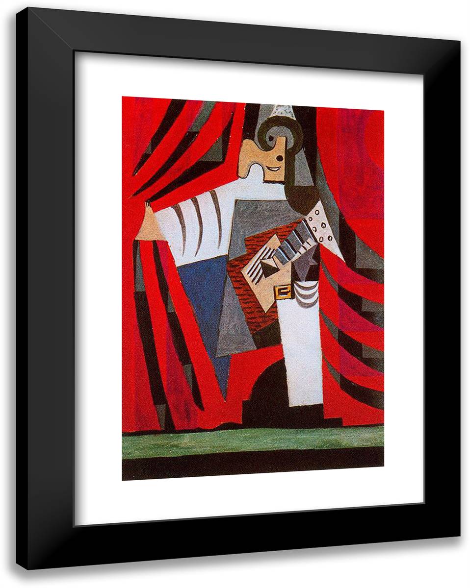 Punchinello with Guitar 19x24 Black Modern Wood Framed Art Print Poster by Picasso, Pablo