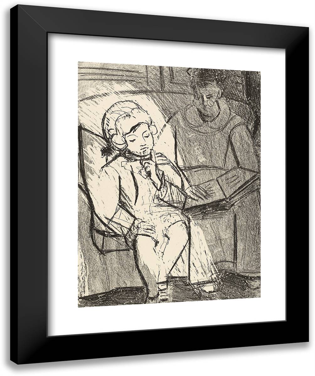 Reading 20x24 Black Modern Wood Framed Art Print Poster by Picasso, Pablo