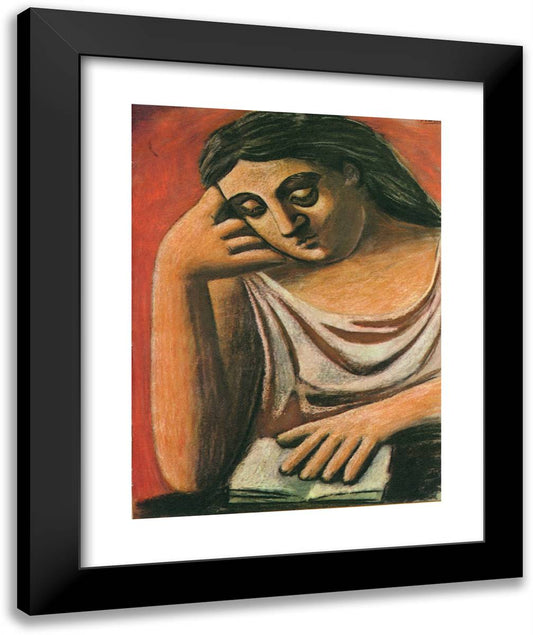 Reading II 20x24 Black Modern Wood Framed Art Print Poster by Picasso, Pablo