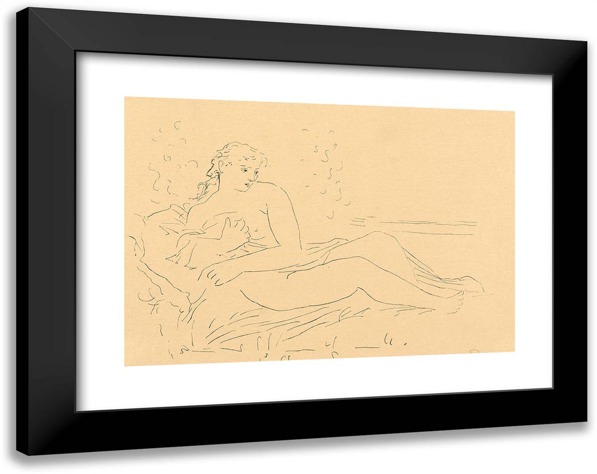 Reclining Woman 24x19 Black Modern Wood Framed Art Print Poster by Picasso, Pablo