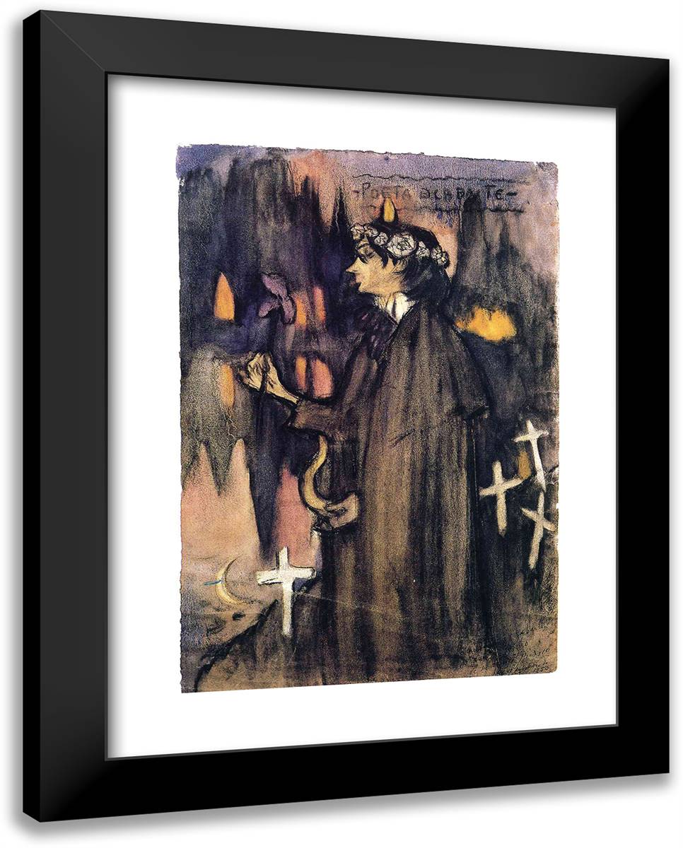 Sabartes as Decadent Poet 19x24 Black Modern Wood Framed Art Print Poster by Picasso, Pablo