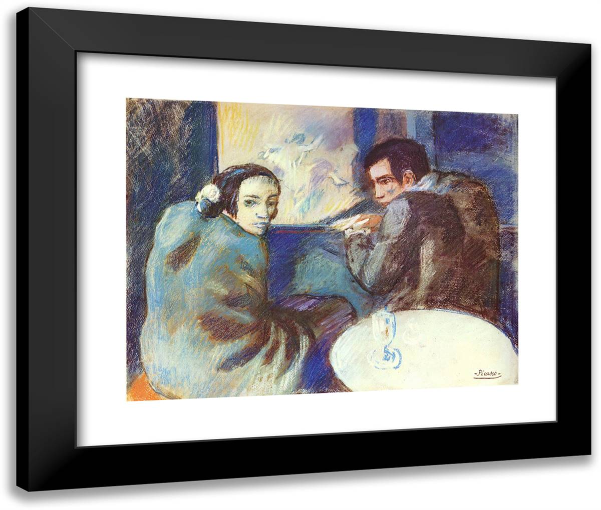 Scene in a Cabaret 24x20 Black Modern Wood Framed Art Print Poster by Picasso, Pablo