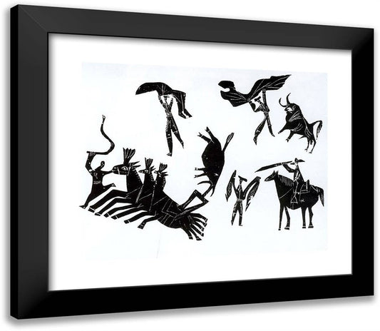 Scenes of Bullfighting 23x20 Black Modern Wood Framed Art Print Poster by Picasso, Pablo