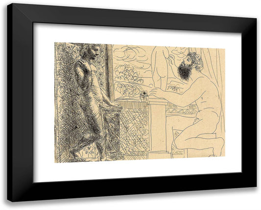 Sculptor Working on a Motif with Marie-Tharese Posing, from the Suite Vollard 24x19 Black Modern Wood Framed Art Print Poster by Picasso, Pablo