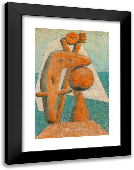 Seated Bather 18x24 Black Modern Wood Framed Art Print Poster by Picasso, Pablo