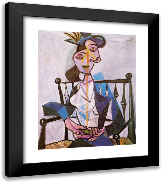 Seated Dora Maar 20x23 Black Modern Wood Framed Art Print Poster by Picasso, Pablo