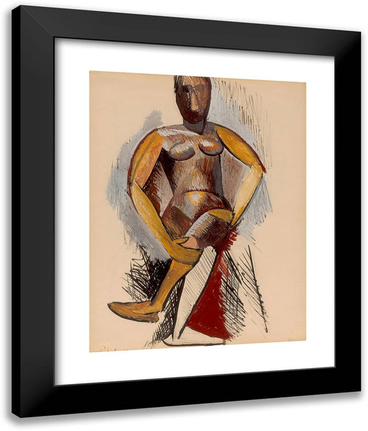 Seated Female Nude 20x24 Black Modern Wood Framed Art Print Poster by Picasso, Pablo