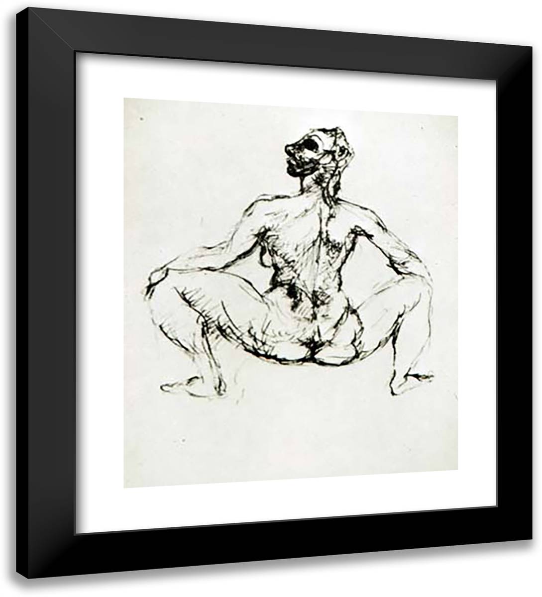 Seated Female Nude II 20x22 Black Modern Wood Framed Art Print Poster by Picasso, Pablo