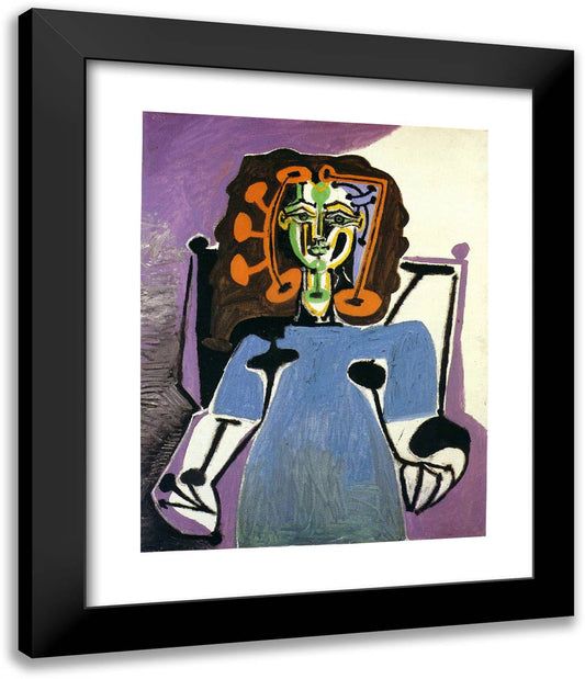 Seated Francoise with Blue Dress 20x24 Black Modern Wood Framed Art Print Poster by Picasso, Pablo