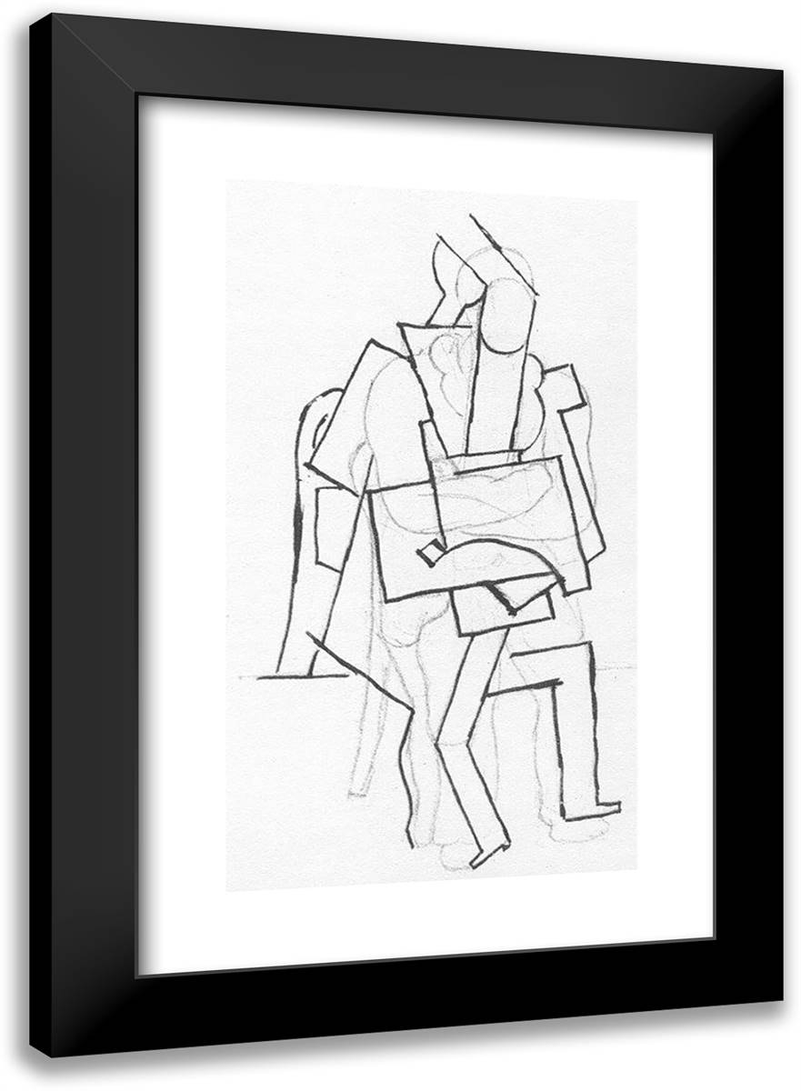 Seated Man with His Arms Crossed 17x24 Black Modern Wood Framed Art Print Poster by Picasso, Pablo