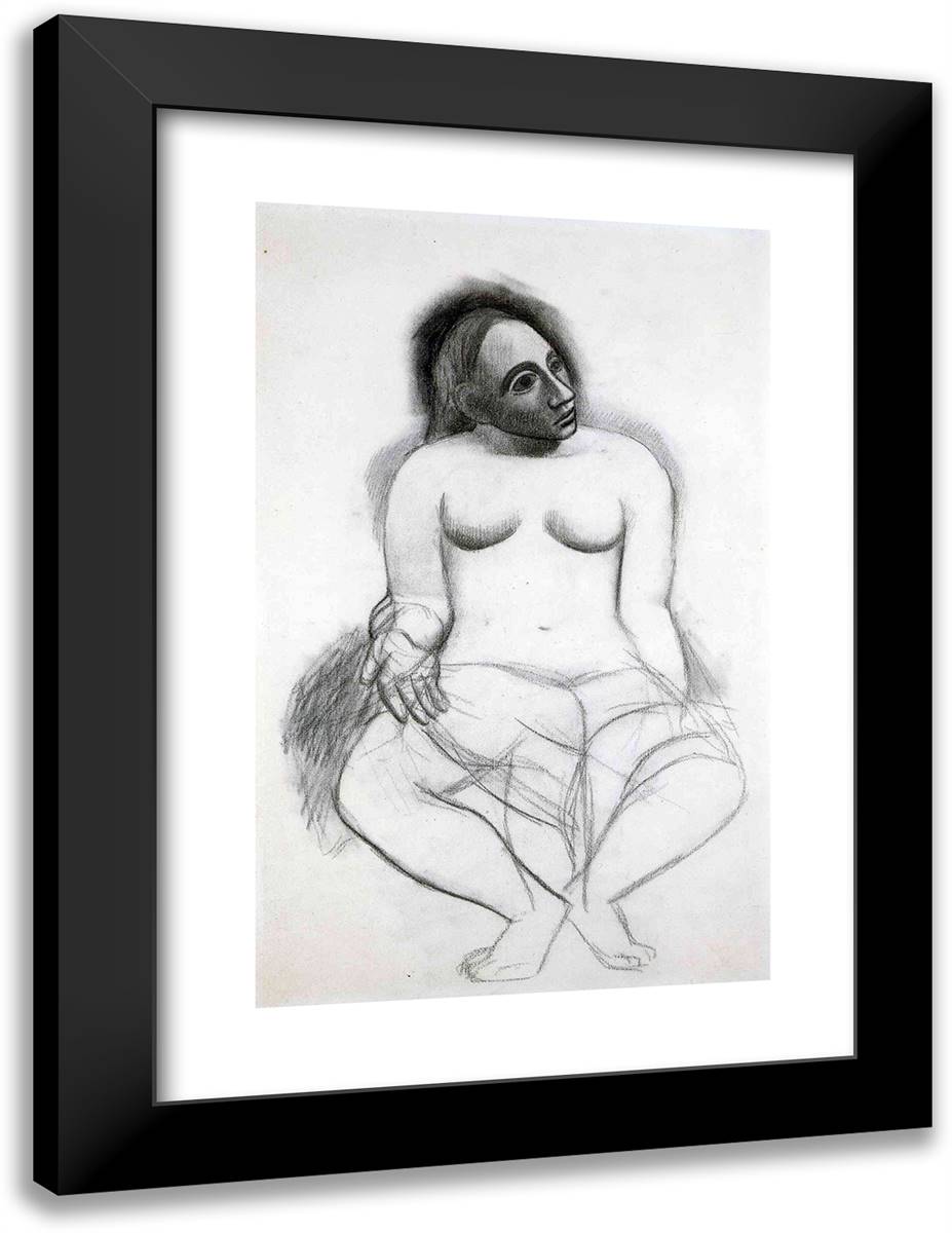 Seated Nude 18x24 Black Modern Wood Framed Art Print Poster by Picasso, Pablo