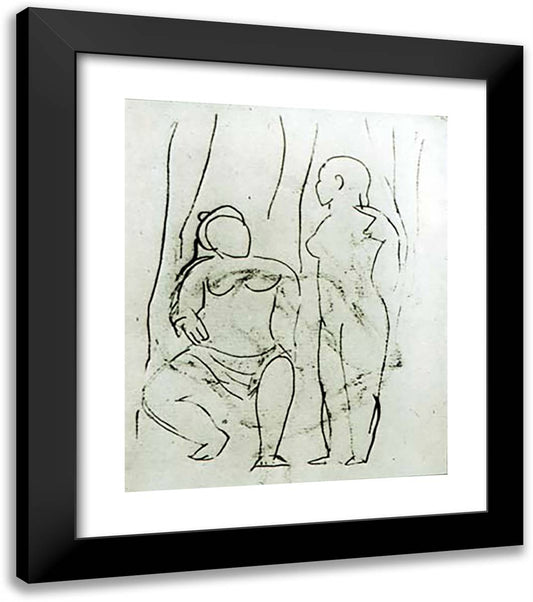 Seated Nude and Standing Nude 20x23 Black Modern Wood Framed Art Print Poster by Picasso, Pablo