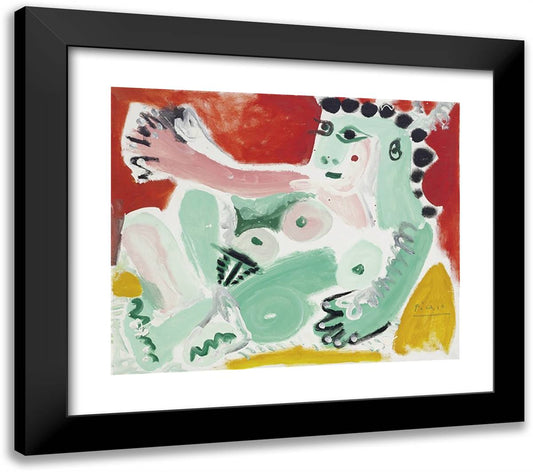 Seated Nude Supported by Cushions (Jacqueline) 23x20 Black Modern Wood Framed Art Print Poster by Picasso, Pablo