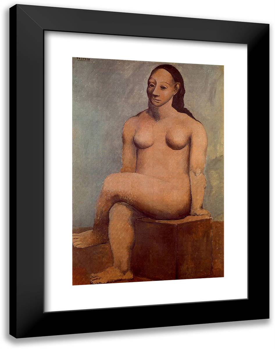 Seated Nude with Her Legs Crossed 18x24 Black Modern Wood Framed Art Print Poster by Picasso, Pablo