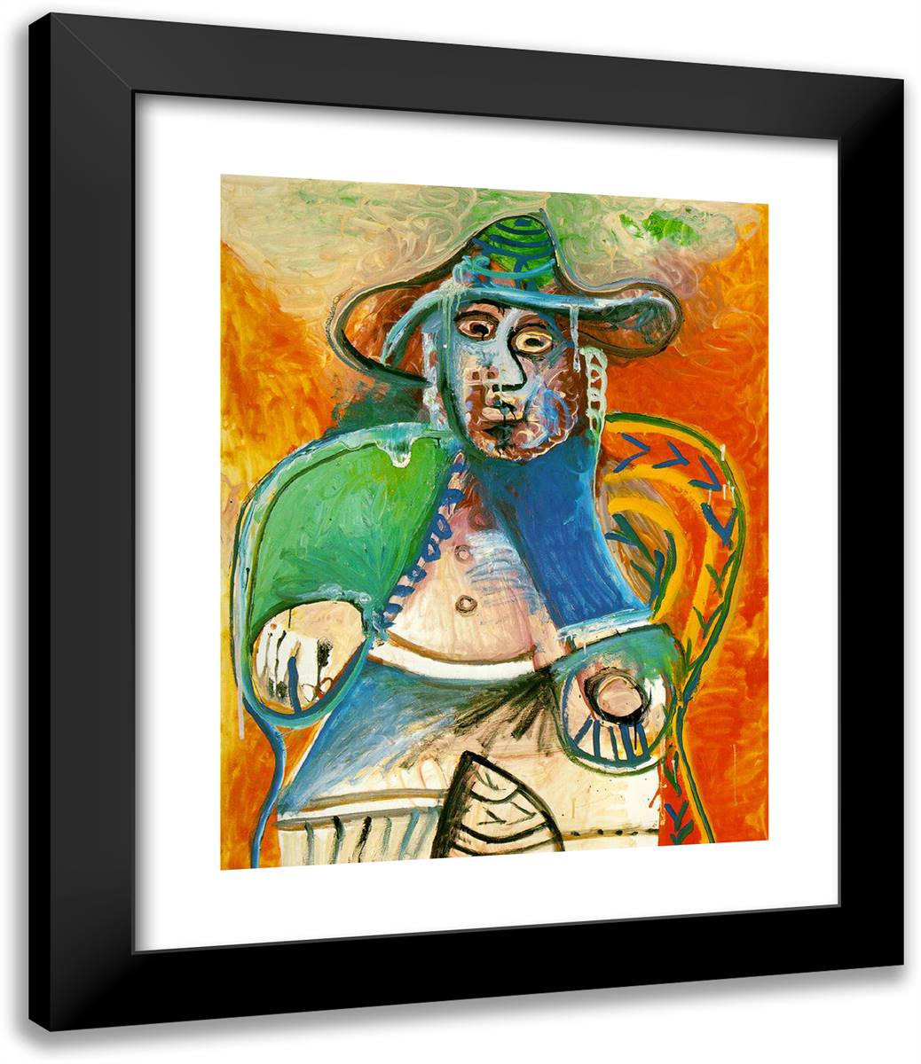 Seated Old Man 20x24 Black Modern Wood Framed Art Print Poster by Picasso, Pablo