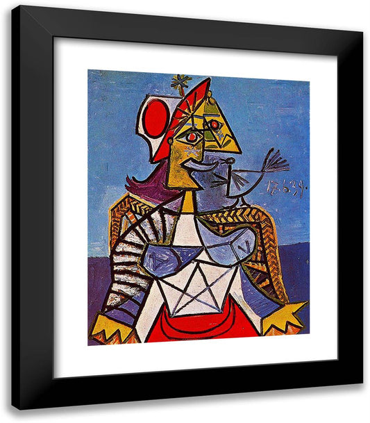 Seated Woman 20x23 Black Modern Wood Framed Art Print Poster by Picasso, Pablo