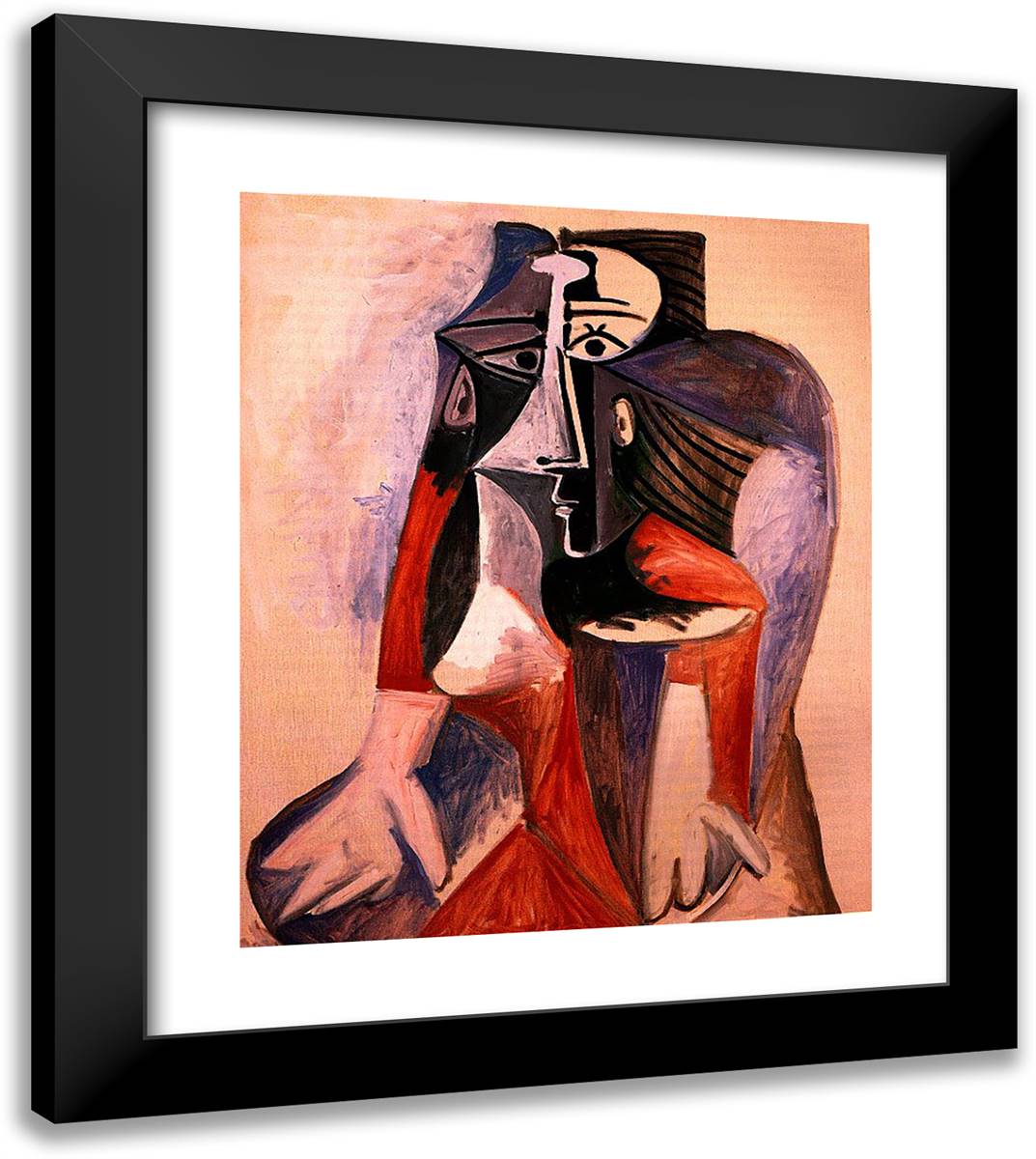 Seated Woman (Jacqueline) 20x23 Black Modern Wood Framed Art Print Poster by Picasso, Pablo