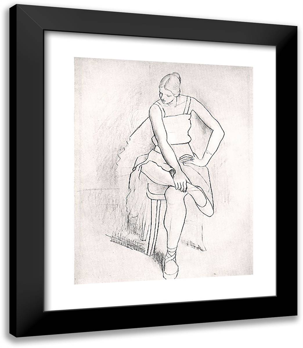 Seated Woman (Olga) 20x23 Black Modern Wood Framed Art Print Poster by Picasso, Pablo